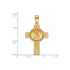 St. Michael Cross Pendant in 14K Yellow Gold, 30x22mm - Sophia Jewelers