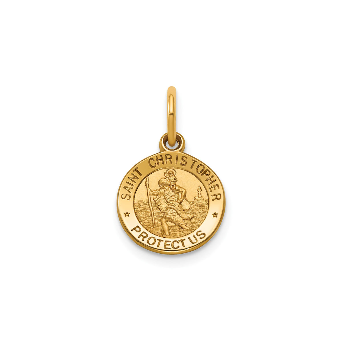 Round St. Christopher Medal in Gold-Plated Sterling Silver, 11.5mm - Sophia Jewelers Main image