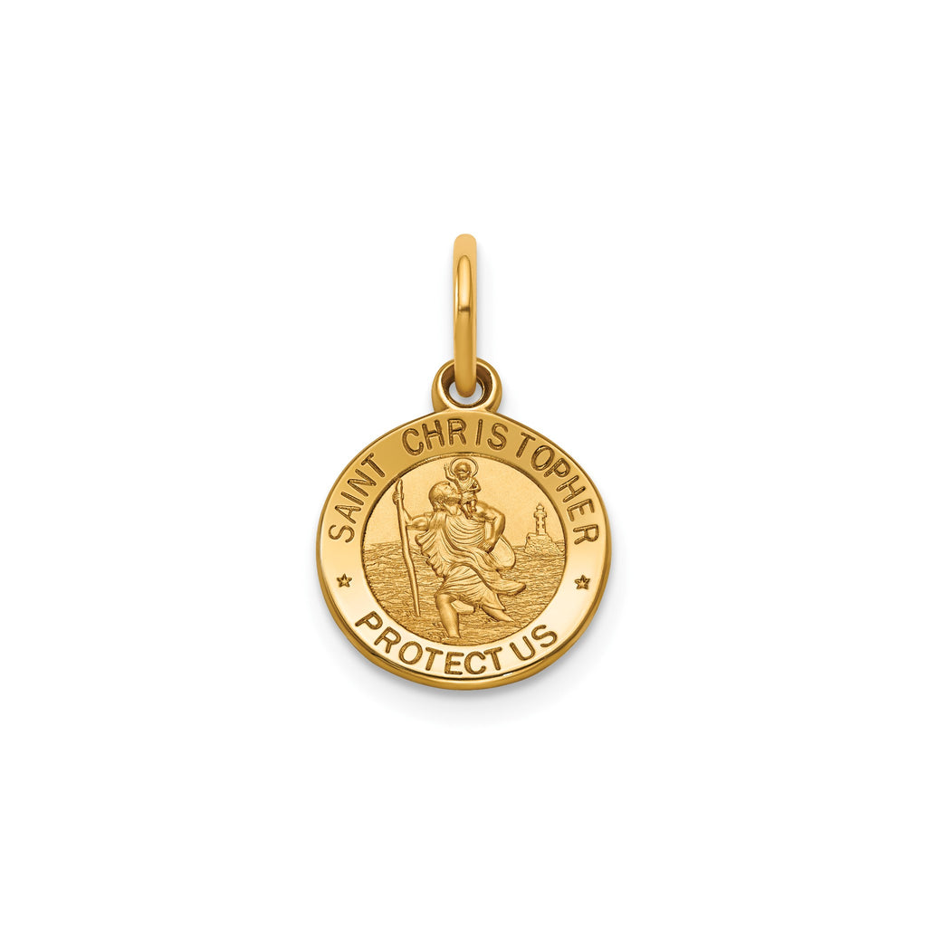 Round St. Christopher Medal in Gold-Plated Sterling Silver, 11.5mm - Sophia Jewelers