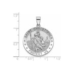 Round St. Christopher Medal in Sterling Silver, 27mm Satin - Sophia Jewelers