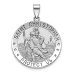 Round St. Christopher Medal in Sterling Silver, 27mm Satin - Sophia Jewelers