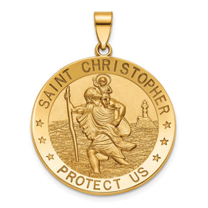 Round St. Christopher Medal in Gold-Plated Sterling Silver, 29mm - Sophia Jewelers