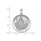 Round St. Christopher Medal in Sterling Silver, 29mm Satin - Sophia Jewelers