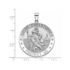 Round St. Christopher Medal in Sterling Silver, 32.5mm Satin - Sophia Jewelers