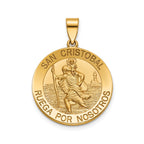 Round St. Christopher-Spanish Medal in 14K Yellow Gold, 20.25mm - Sophia Jewelers