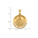 Round St. Christopher-Spanish Medal in 14K Yellow Gold, 23.5mm - Sophia Jewelers