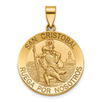 Round St. Christopher-Spanish Medal in 14K Yellow Gold, 23.5mm - Sophia Jewelers