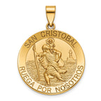 Round St. Christopher-Spanish Medal in 14K Yellow Gold, 25.25mm - Sophia Jewelers
