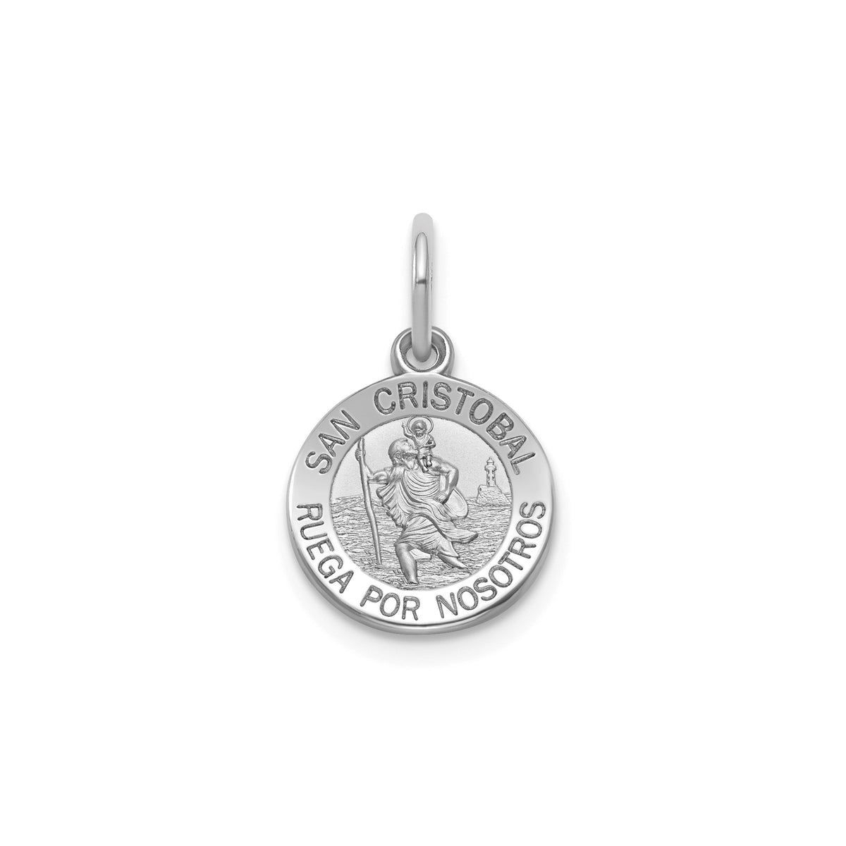 Round St. Christopher-Spanish Medal in Sterling Silver, 11.5mm - Sophia Jewelers Main image