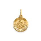 Round St. Christopher-Spanish Medal in 14K Yellow Gold, 13.25mm - Sophia Jewelers
