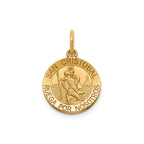 Round St. Christopher-Spanish Medal in 14K Yellow Gold, 14.5mm - Sophia Jewelers