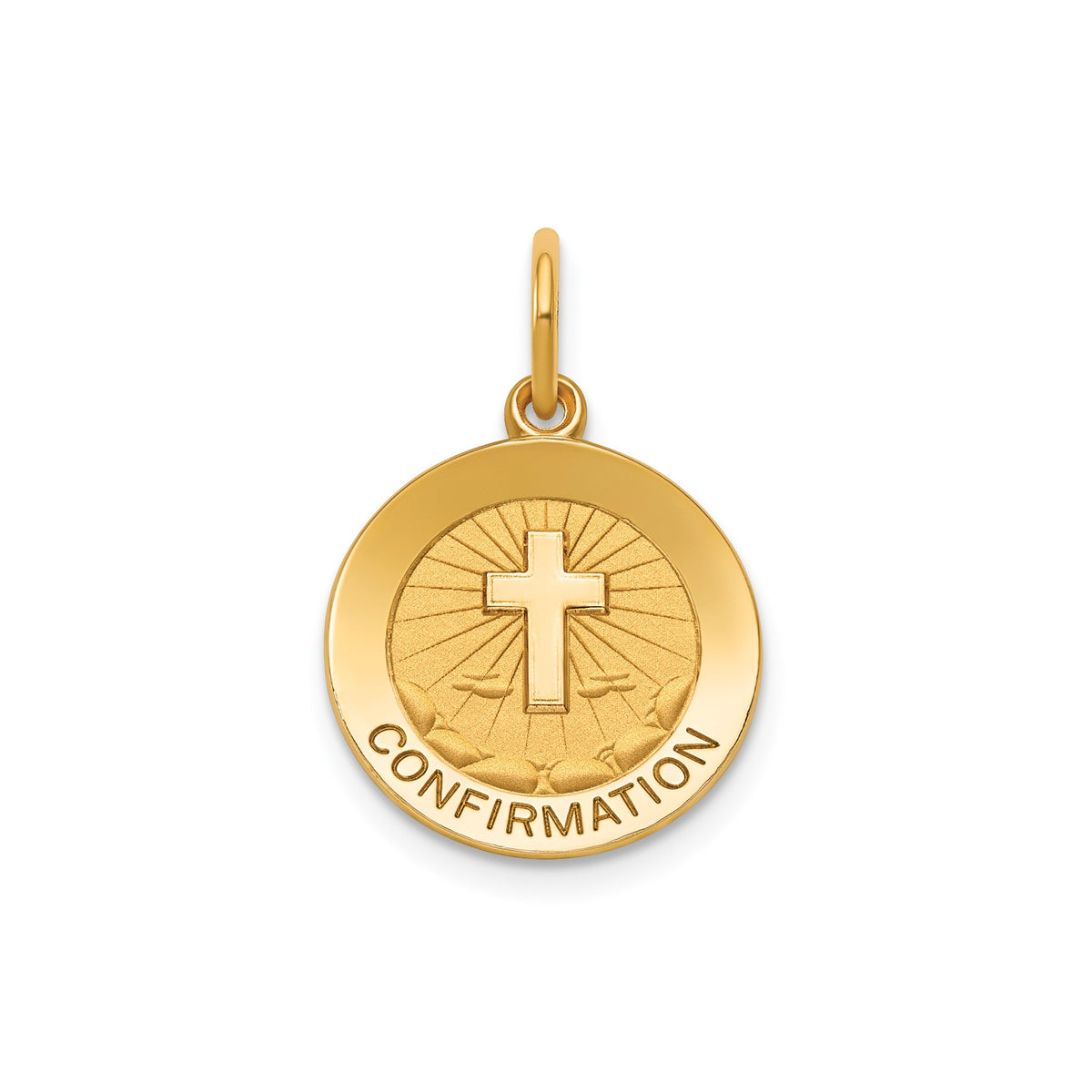 Round Confirmation Medal in 14K Yellow Gold, 14.5mm - Sophia Jewelers Main image