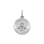 Round Confirmation Medal in Sterling Silver, 13.25mm Satin - Sophia Jewelers