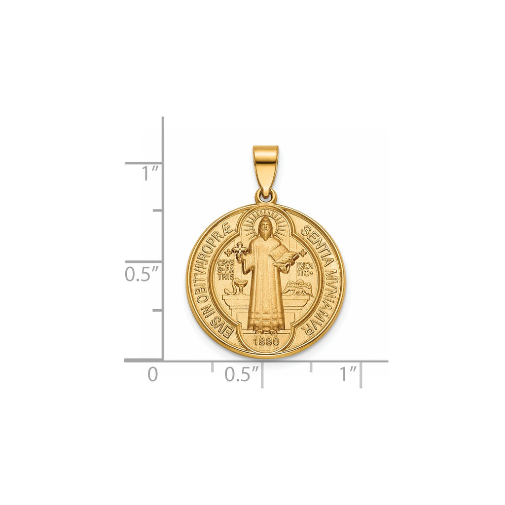 Round St. Benito Medal in 14K Yellow Gold, 20.25mm - Sophia Jewelers