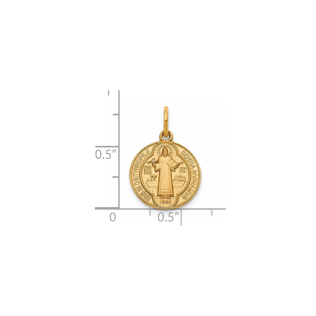 Round St. Benito Medal in Gold-Plated Sterling Silver - Sophia Jewelers