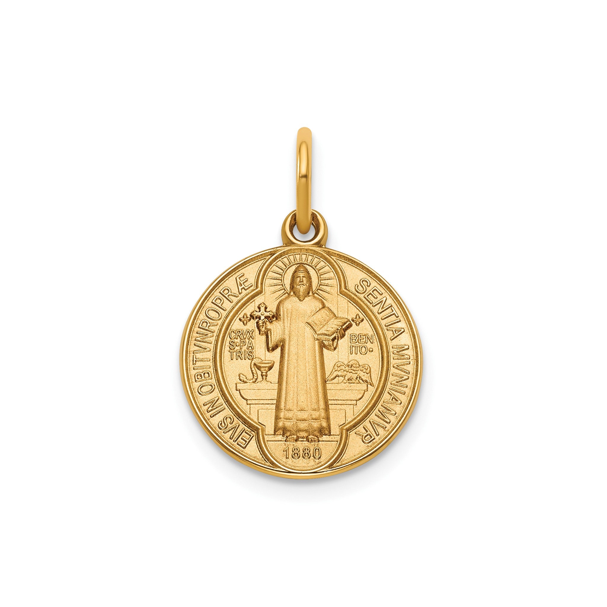 Round St. Benito Medal in 14K Yellow Gold, 14.5mm Secondary image