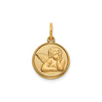 Round Cherub Angel Medal in 14K Yellow Gold, 13.25mm - Sophia Jewelers