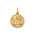 Round Cherub Angel Medal in 14K Yellow Gold, 14.5mm - Sophia Jewelers