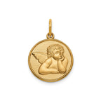Round Cherub Angel Medal in 14K Yellow Gold, 16.25mm - Sophia Jewelers