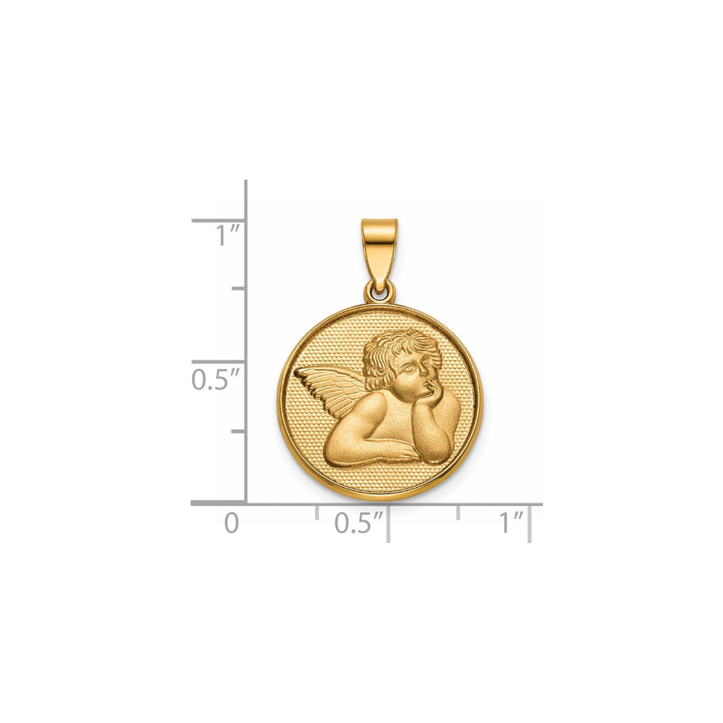 Round Cherub Angel Medal in 14K Yellow Gold, 18.25mm - Sophia Jewelers