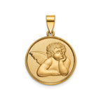 Round Cherub Angel Medal in 14K Yellow Gold, 18.25mm - Sophia Jewelers