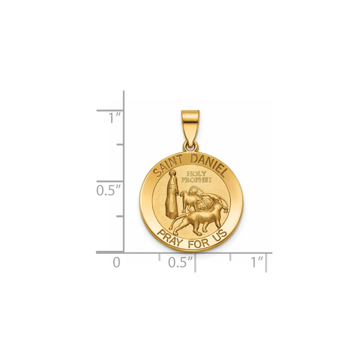 Round St. Daniel Medal in 14K Yellow Gold, 18.25mm - Sophia Jewelers