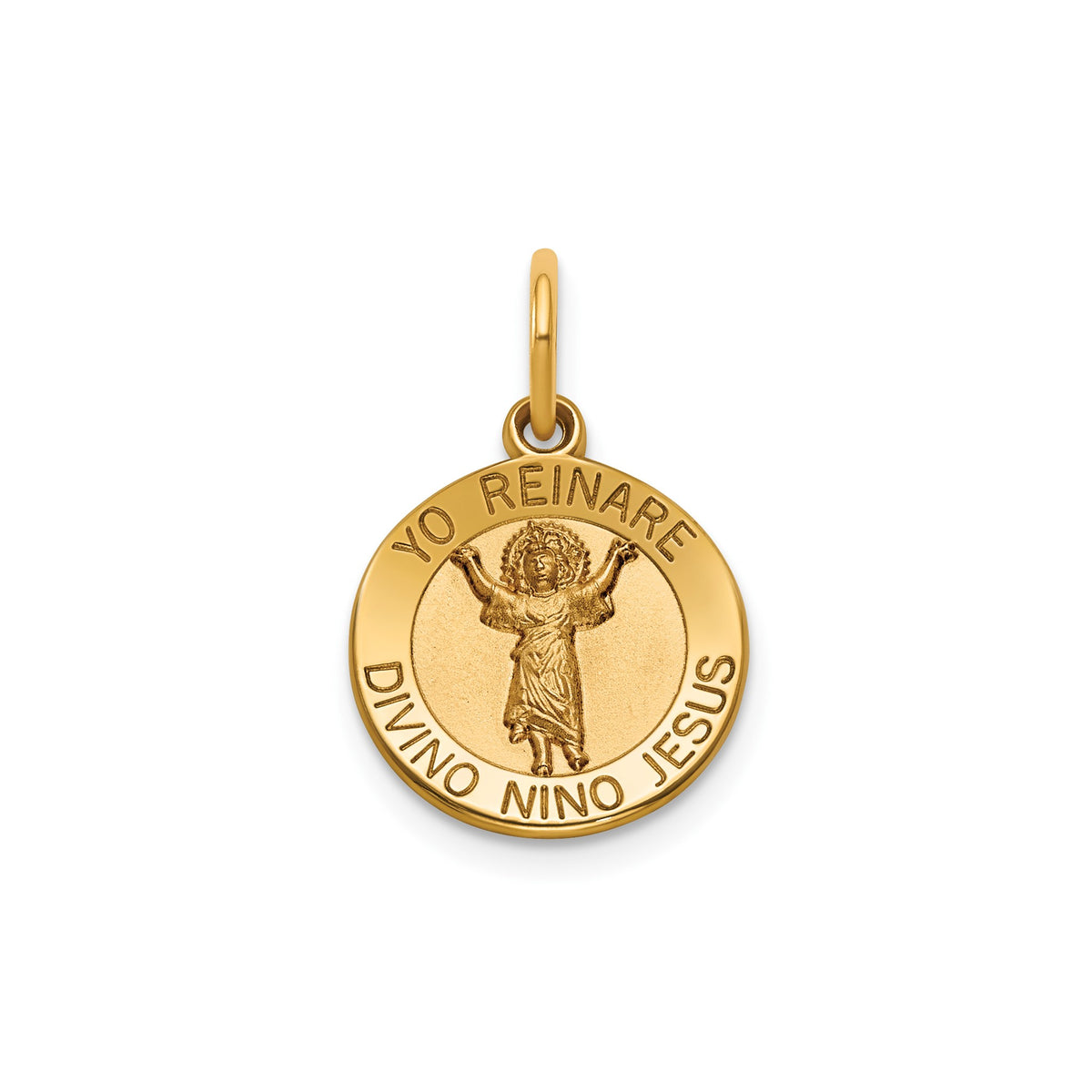 Round Divino Nino Medal in 14K Yellow Gold, 13.25mm - Sophia Jewelers Main image