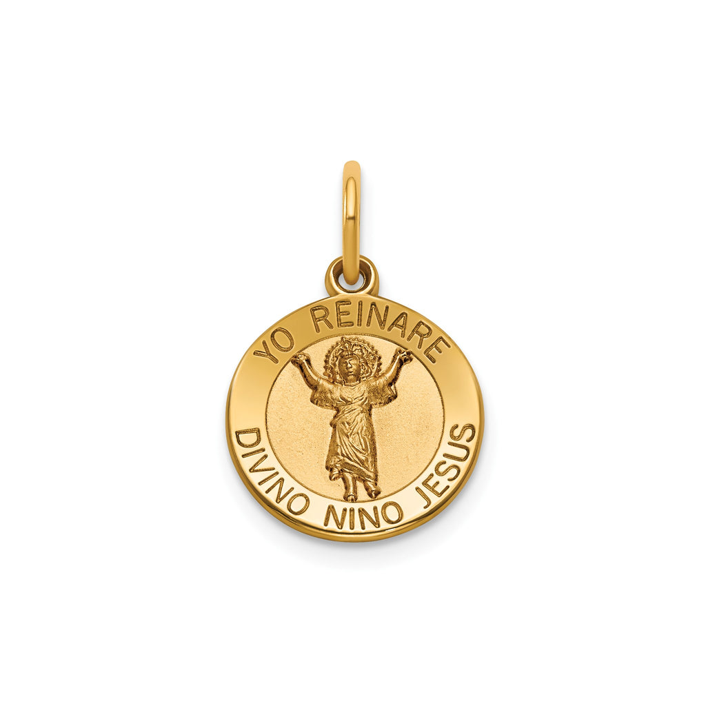 Round Divino Nino Medal in 14K Yellow Gold, 13.25mm - Sophia Jewelers