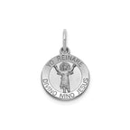 Round Divino Nino Medal in Sterling Silver, Satin - Sophia Jewelers