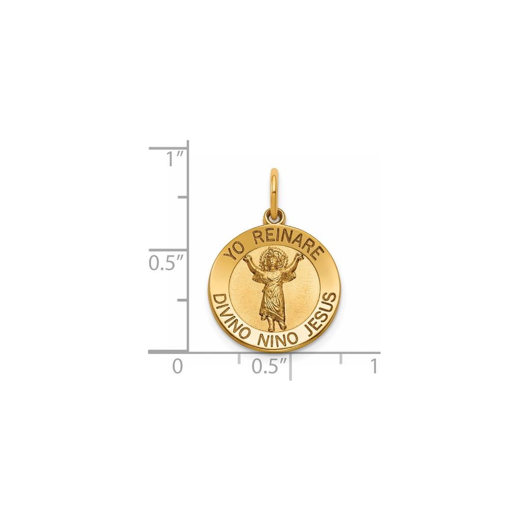 Round Divino Nino Medal in Gold-Plated Sterling Silver - Sophia Jewelers