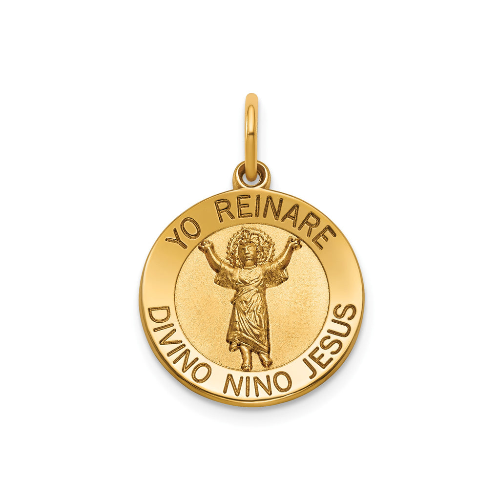 Round Divino Nino Medal in Gold-Plated Sterling Silver - Sophia Jewelers