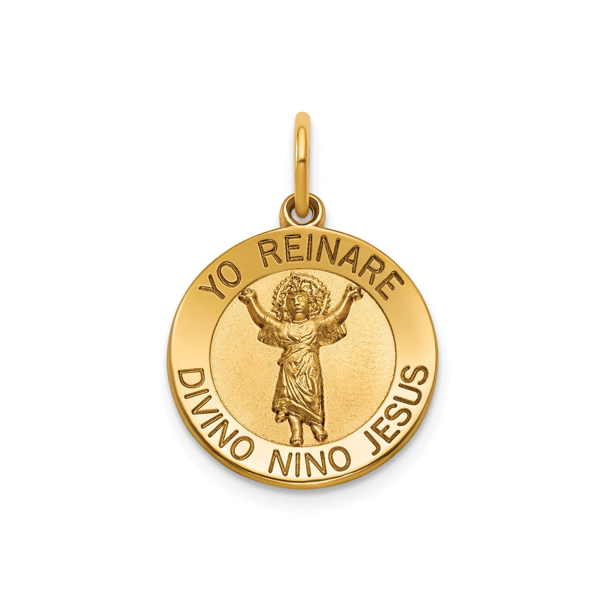 Round Divino Nino Medal in 14K Yellow Gold, 16.25mm - Sophia Jewelers Main image