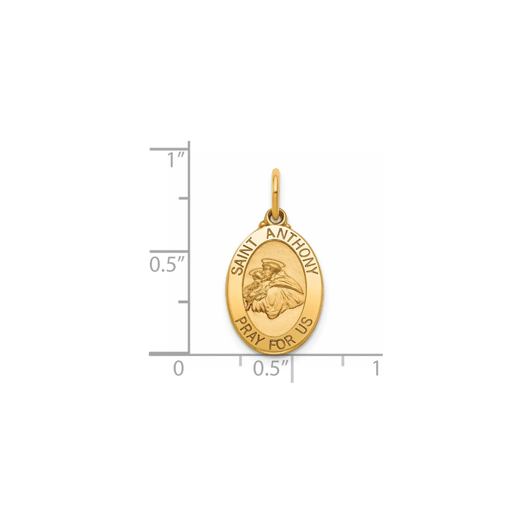 Oval St. Anthony Medal in 14K Yellow Gold, 16.5x12mm - Sophia Jewelers