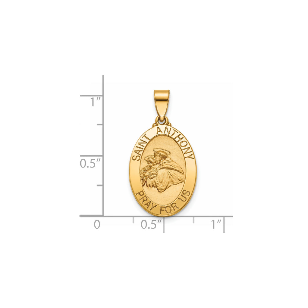 Oval St. Anthony Medal in 14K Yellow Gold, 20x14mm - Sophia Jewelers