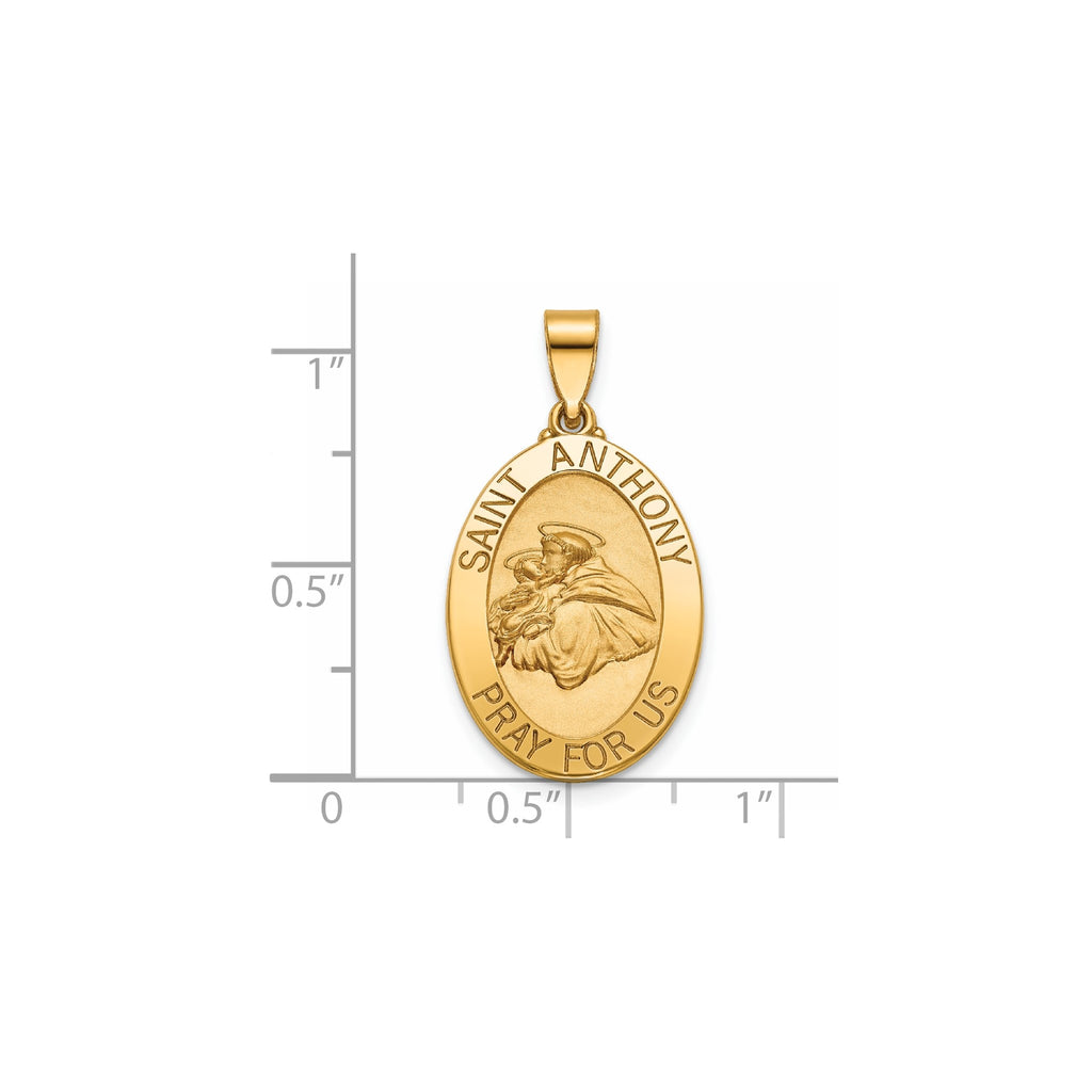 Oval St. Anthony Medal in 14K Yellow Gold, 21.5x15mm - Sophia Jewelers