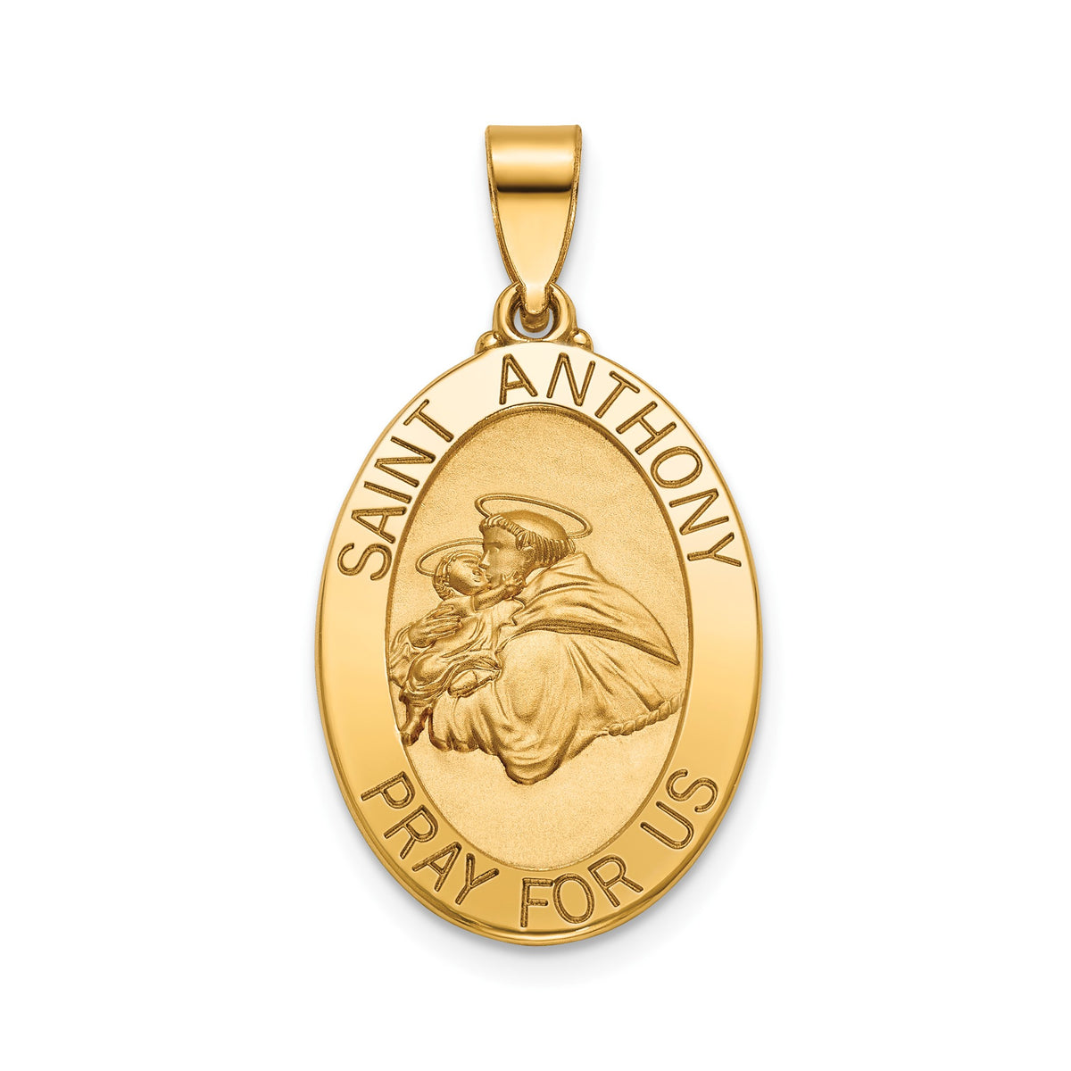 Oval St. Anthony Medal in 14K Yellow Gold, 21.5x15mm - Sophia Jewelers Main image