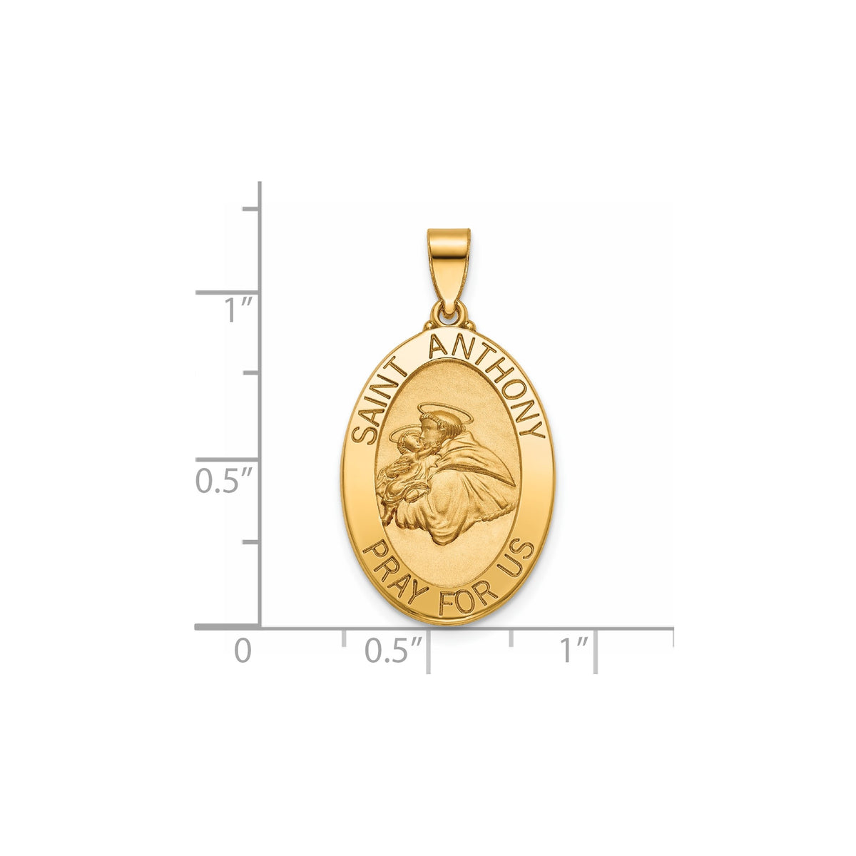 Oval St. Anthony Medal in 14K Yellow Gold, 23x16mm - Sophia Jewelers