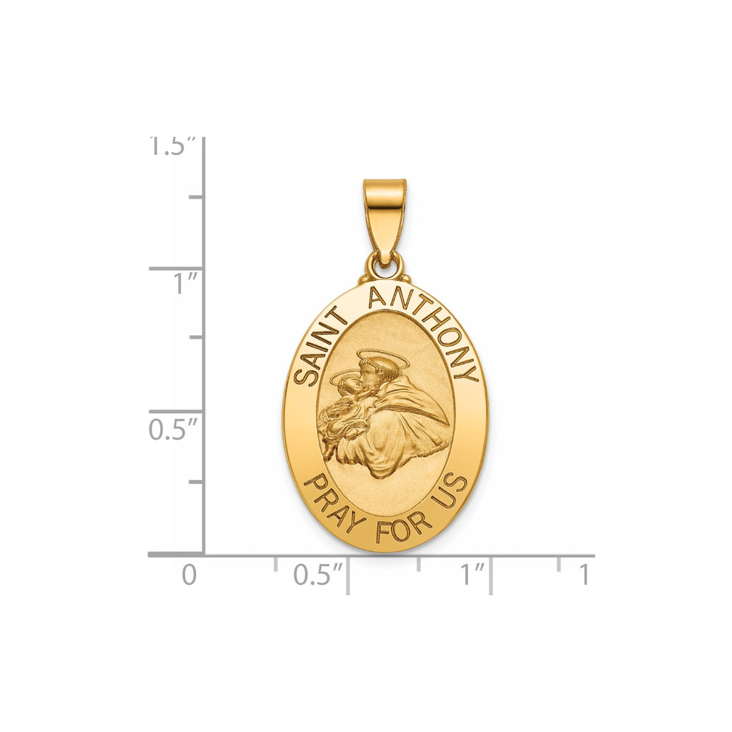 Oval St. Anthony Medal in 14K Yellow Gold, 25x18mm - Sophia Jewelers