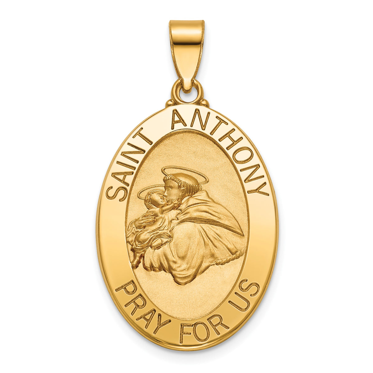 Oval St. Anthony Medal in 14K Yellow Gold, 27x19.5mm - Sophia Jewelers Main image