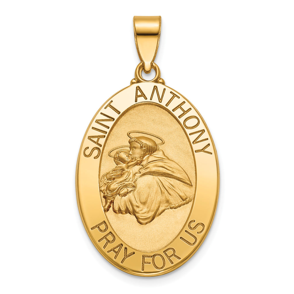 Oval St. Anthony Medal in 14K Yellow Gold, 27x19.5mm - Sophia Jewelers