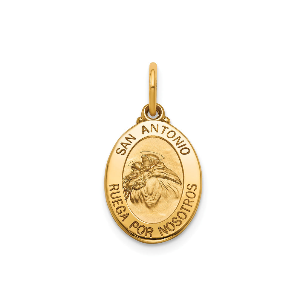 Oval St. Anthony-Spanish Medal in 14K Yellow Gold, 15x11.5mm - Sophia Jewelers