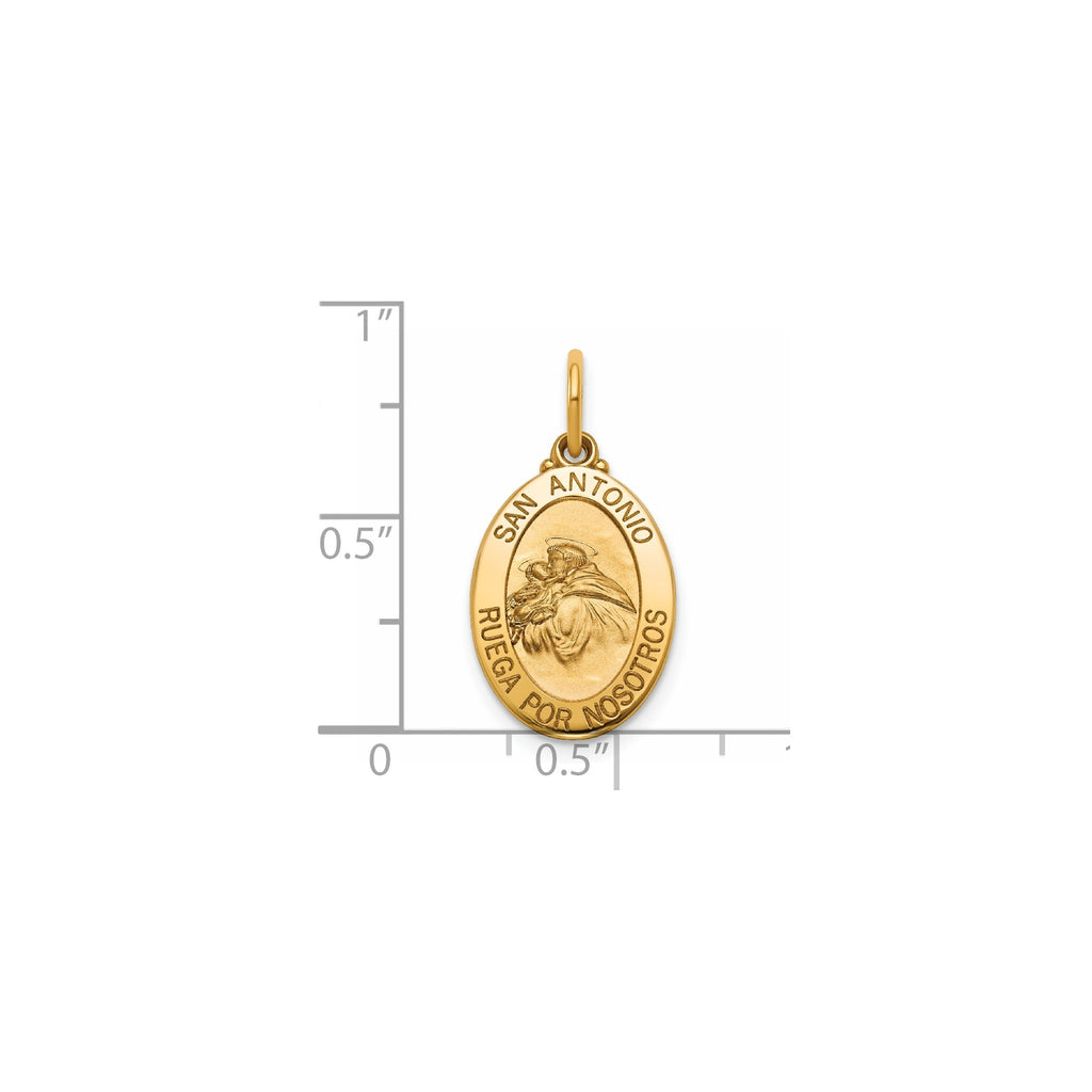 Oval St. Anthony-Spanish Medal in 14K Yellow Gold, 16.5x12mm - Sophia Jewelers