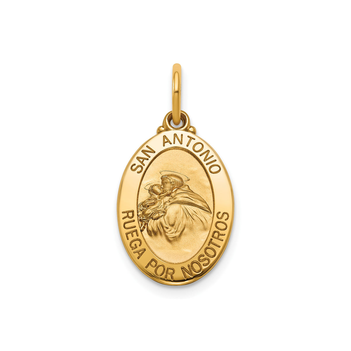 Oval St. Anthony-Spanish Medal in 14K Yellow Gold, 16.5x12mm - Sophia Jewelers Main image