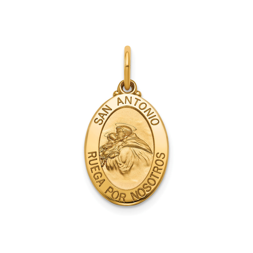 Oval St. Anthony-Spanish Medal in 14K Yellow Gold, 16.5x12mm - Sophia Jewelers
