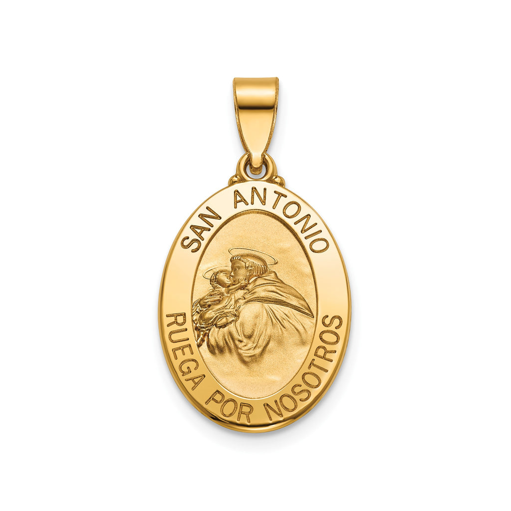 Oval St. Anthony-Spanish Medal in 14K Yellow Gold, 18.5x13.5mm - Sophia Jewelers
