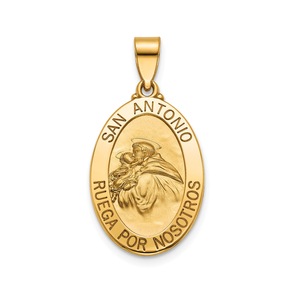 Oval St. Anthony-Spanish Medal in 14K Yellow Gold, 20x14mm - Sophia Jewelers
