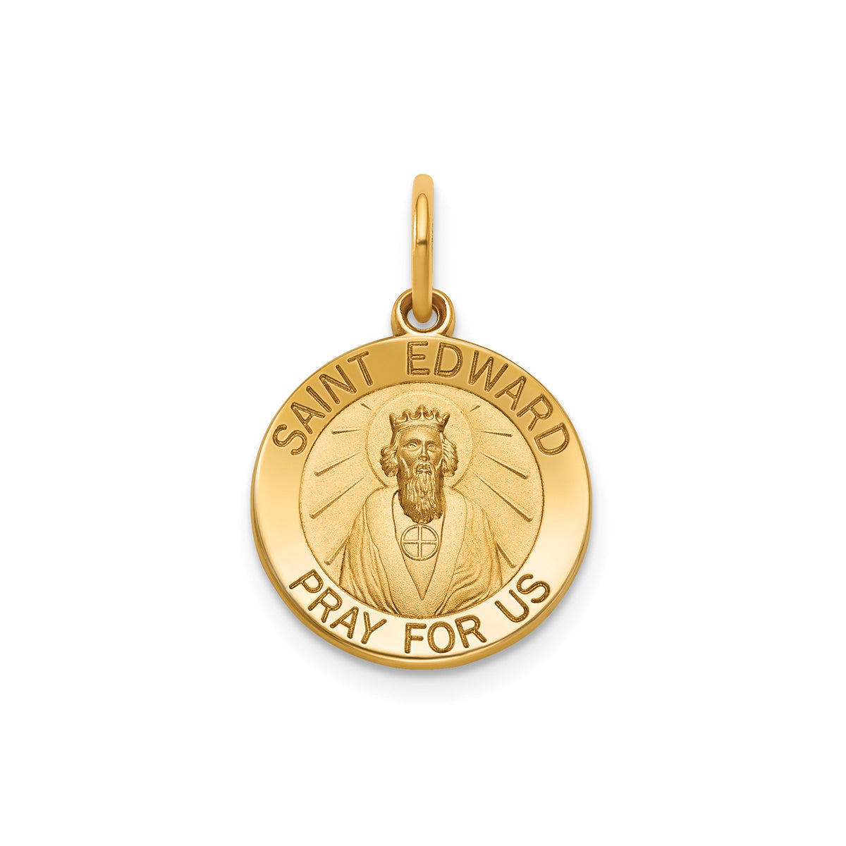 Round St. Edward Medal in 14K Yellow Gold, 14.5mm - Sophia Jewelers Main image