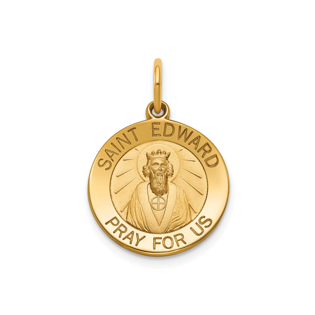 Round St. Edward Medal in 14K Yellow Gold, 16.25mm - Sophia Jewelers