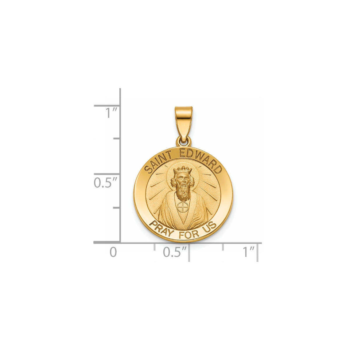 Round St. Edward Medal in 14K Yellow Gold, 18.25mm - Sophia Jewelers