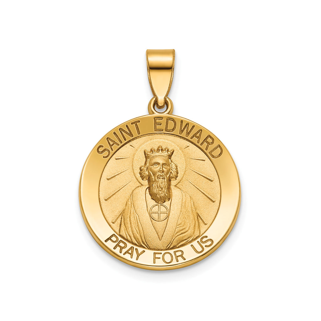 Round St. Edward Medal in 14K Yellow Gold, 18.25mm - Sophia Jewelers